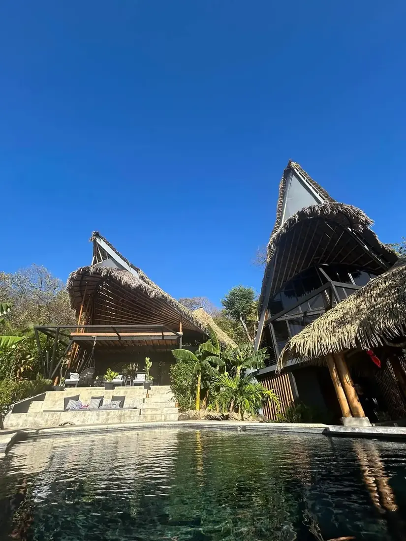 Thatched bamboo villa with a jungle pool