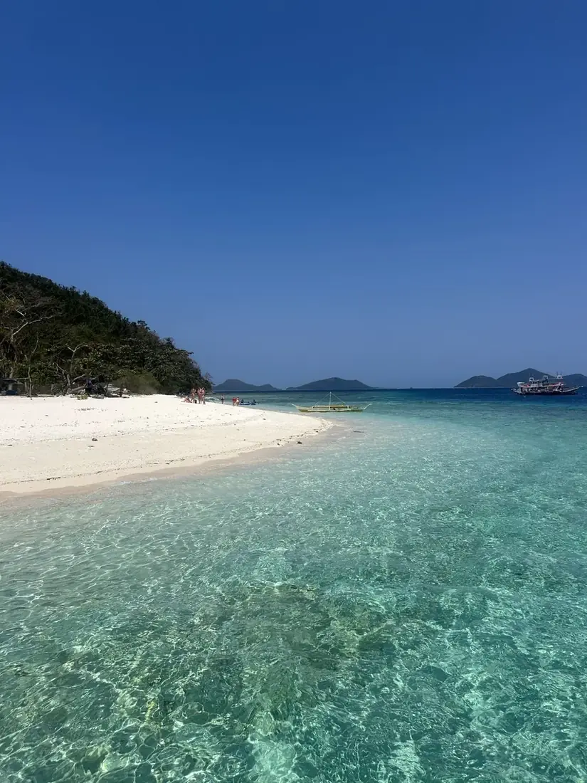 White-sand beach and clear turquoise water